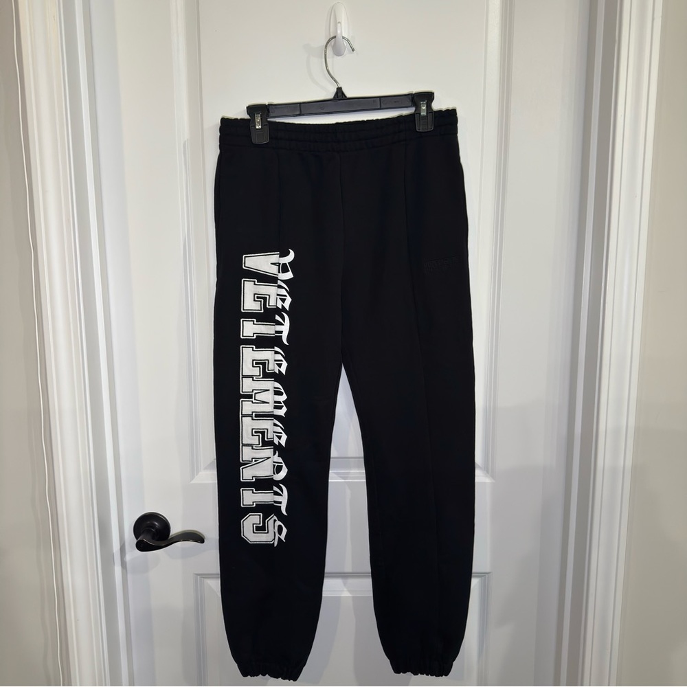 Vetements Cut Up Logo Zip-Up Spell Out Black White Sweatpants Joggers